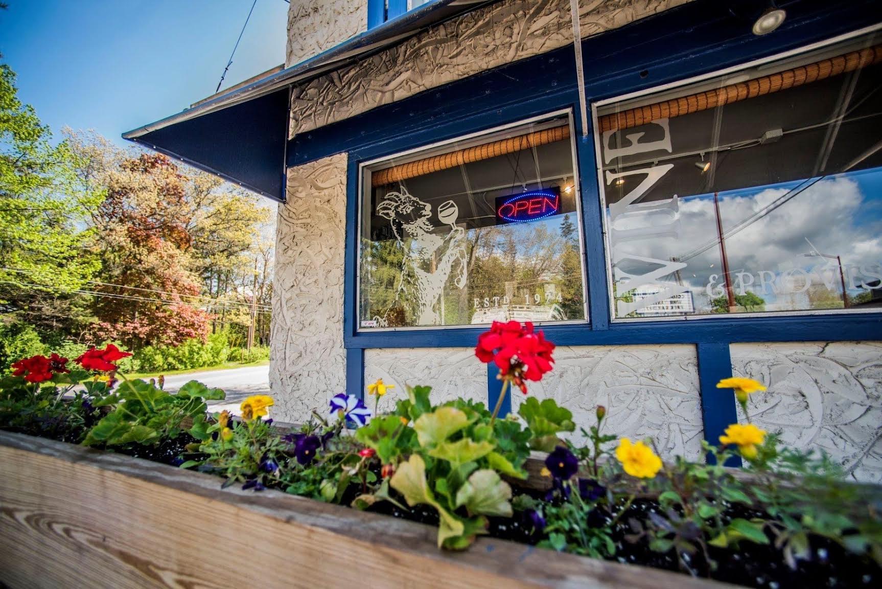 The front window of the Blue Goat.