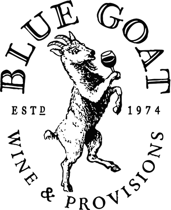 The Blue Goat wine shop logo.